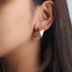 Beige and White Hexagon Earrings