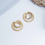 Abstract Round Golden Earrings