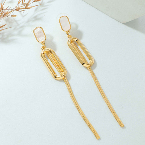 White and Gold Earrings