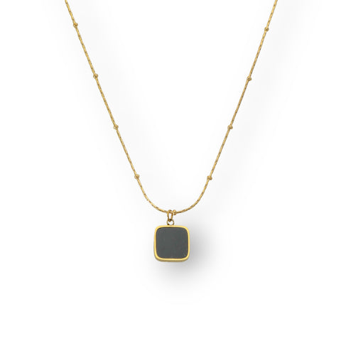 Golden Necklace with Black Stone
