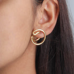 Abstract Round Golden Earrings