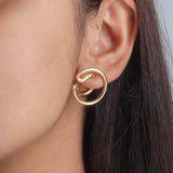 Abstract Round Golden Earrings