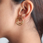 Abstract Round Golden Earrings