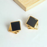 Square Black Earrings