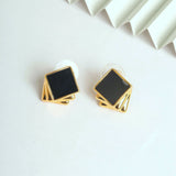 Square Black Earrings