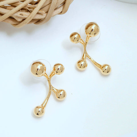 Golden Molecular Earrings