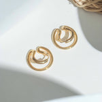 Abstract Round Golden Earrings